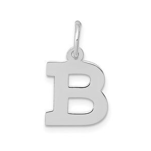 14k White Gold, Amanda Collection, Small Block Style Initial B Pendant